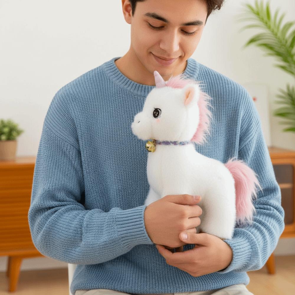 Cozy Stuffed Horse Plush Toy Lifelike Horse Stuffed Horse Doll Cute White Horse Doll  Kid Toy
