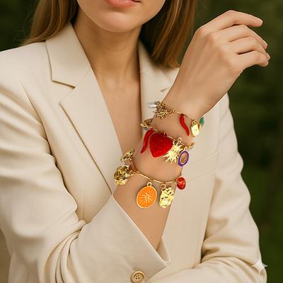 Pulsera para mujer de aleación con diseño de lujo ligero de moda, apilamiento multicapa, colgante de girasol geométrico de perlas