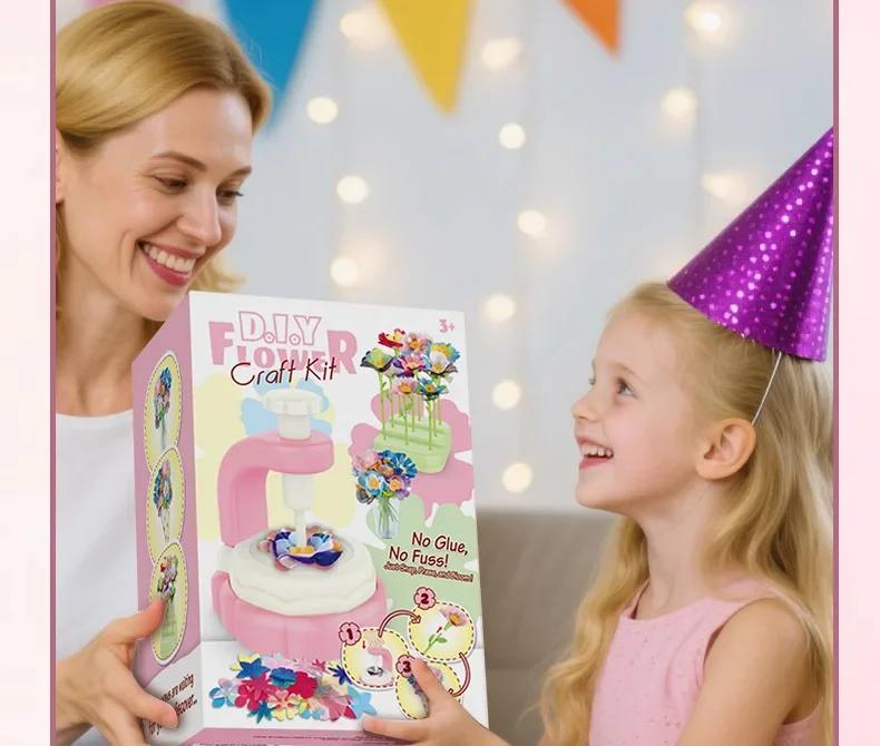 Non-Toxic Children Toys Diy Children'S Handmade Fabric Bouquet Handcrafted Set Embossing Machine Toys Interactive Educational Toys For Kids