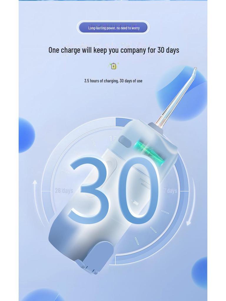 Portable Electric Ultrasonic Water Flosser with Telescopic Tank - Waterproof Oral Cleaner and Tartar Remover