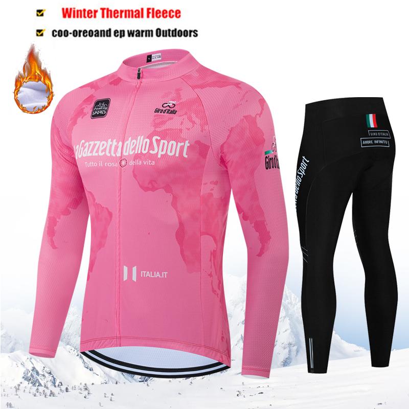 2026 Tour De Giro D'ITALIA Winter Thermal Fleece Cycling Jersey Set Long Sleeve Cycling Clothing MTB Bike Clothes Cycling Suit