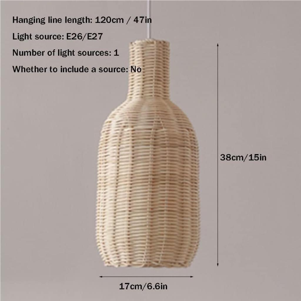 JOYINLED Modern Rattan Chandelier, Southeast Asian Style Hand Woven Bamboo Pendant Light Kitchen Island Dining Room Living Room
