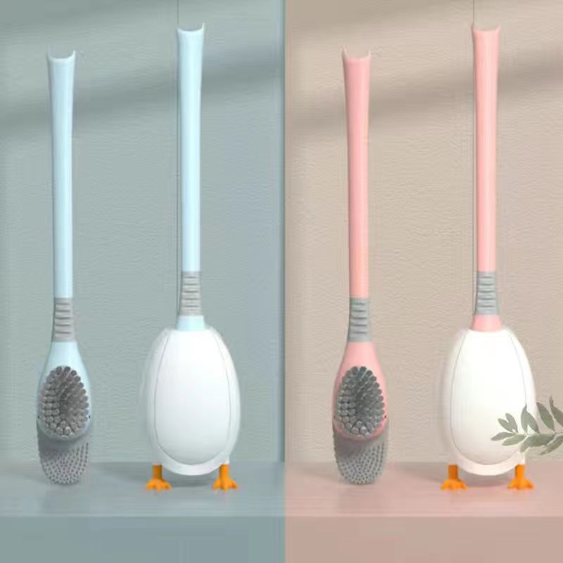 Creative Duck Shape Floor-to-ceiling Toilet Brush Set Silicone Brush Soft Brush To Clean The Toilet Floor