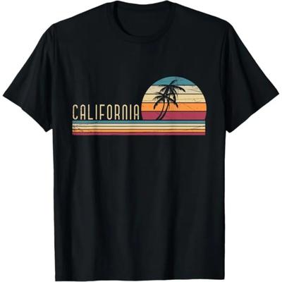 Cali Summer Vacation CA Palm Trees USA Retro California TShirt Men Women Summer Fashion Cotton Roundneck Shortsleeved Top