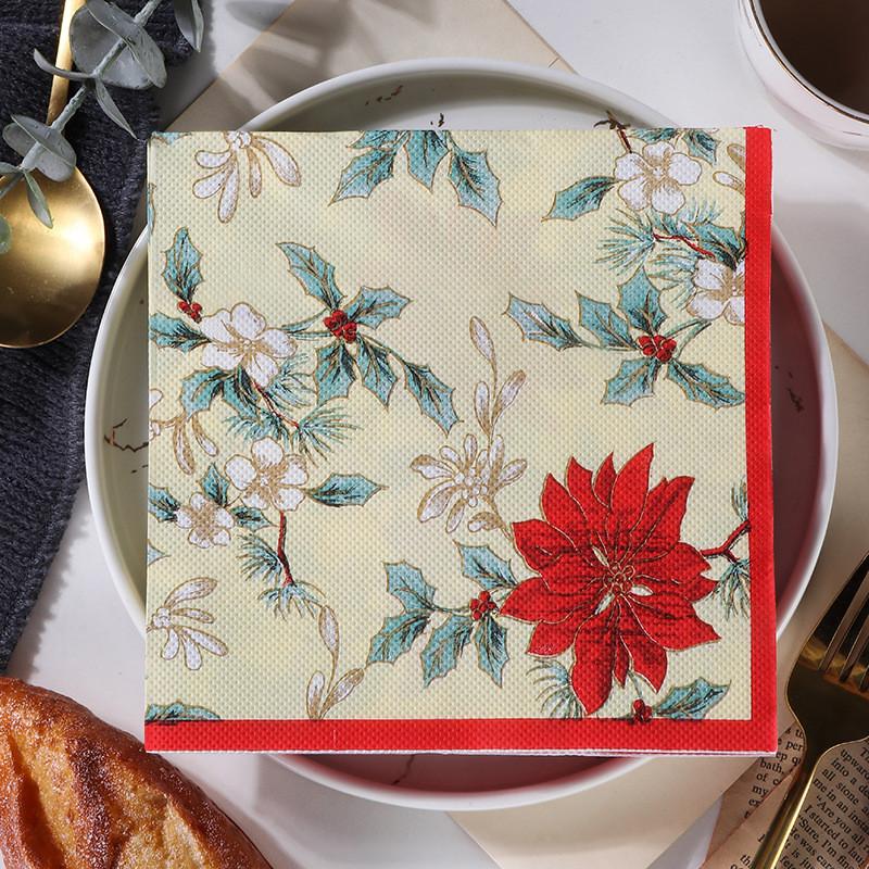 20Pcs/pack Christmas Series Printed Paper Disposable Tableware Napkin Tissues Xmas Happy New Year Party Decoration
