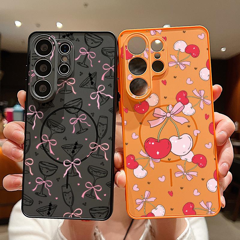 Buntes Schleifenmuster Magnetische Hülle Für Samsung S26 Ultra S25 Edge S24 FE S23 S22 Plus A54 A15 A35 A55 A16 A36 A56 A17 A37 A57 5G Mattes Cover