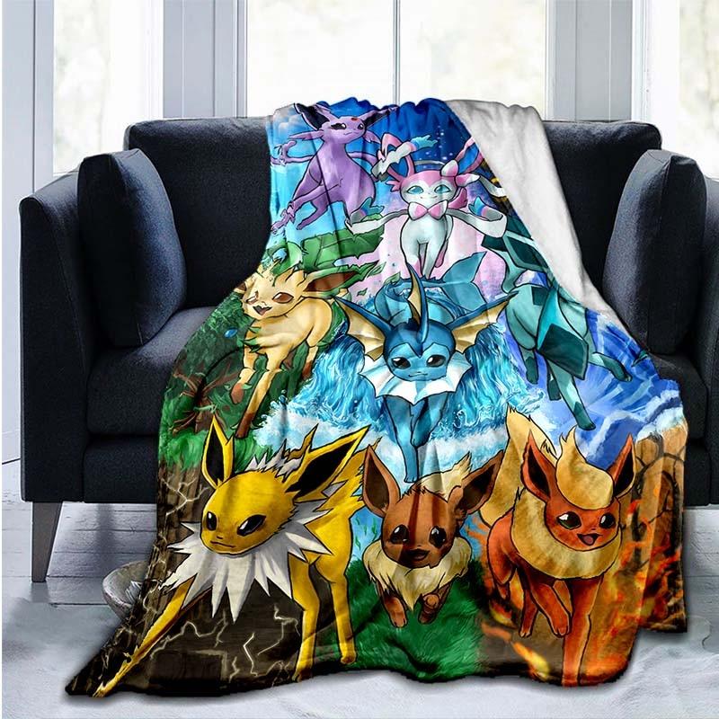 Cartoon Pokemon Pikachu Throw Blanket Soft Comfortable Sofa Blankets and Throws Flannel Blankets for Adults