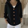 Women Cardigan Women's Hooded Sweater Casual Long Sleeve Button Classic Outerwear Down Knit Hoodie Coat Oversized Fall Simple Design Jacket