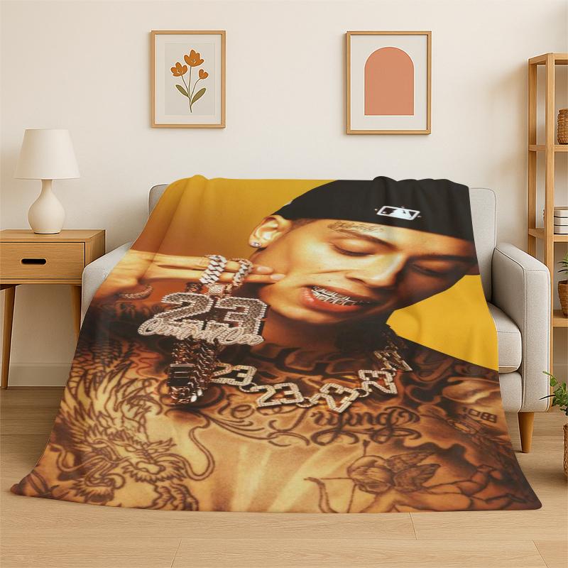 

Rapper Eminem Tupac 13pac Hip Hop Rap God Flannel Blanket Soft Warm Throw Blanket for Bedroom Living Room Bed Travel Picnic 75x90cm