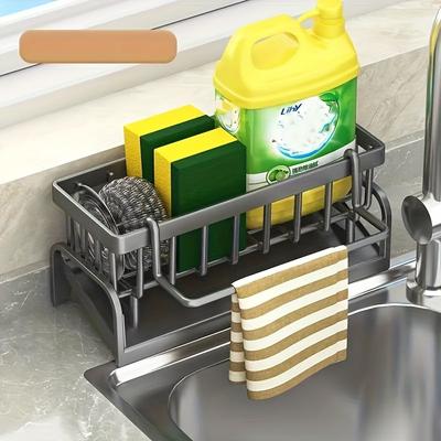 Soporte para Esponjas para Fregadero de Cocina, Organizador de Fregadero de Cocina de Plástico con Drenaje Automático, Caddy para Fregadero con Soporte Desmontable para Cepillo