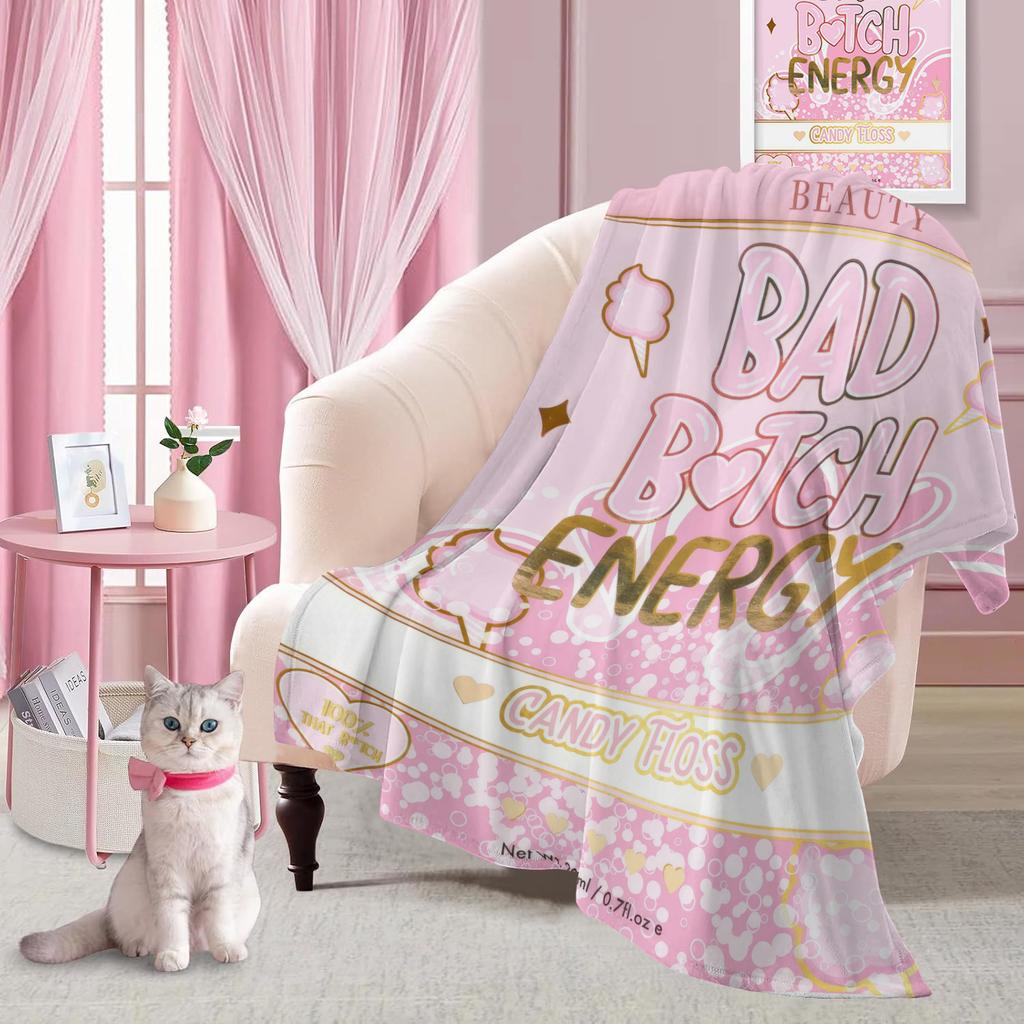 Süße Bad Girl Energie Decke Warm Weich Winter Flanell Bett Überwurf Milch Plüsch Dünne Steppdecke für Zuhause Wohnzimmer Sofa Bettbezug Geschenk
