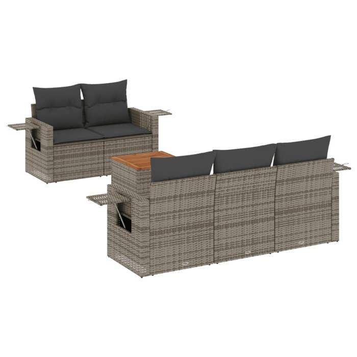 VidaXL Garden Lounge Set with Cushions 6 Pcs, Patio Sofas, Patio Furniture Set, Outdoor Furniture, Grey 3224450