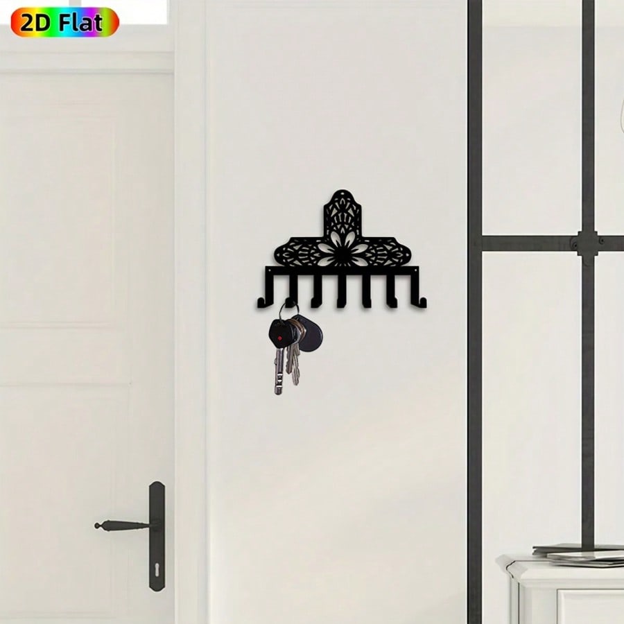 Heavy Iron Cross Key Holder 7 Hook Wall Mounted Storage