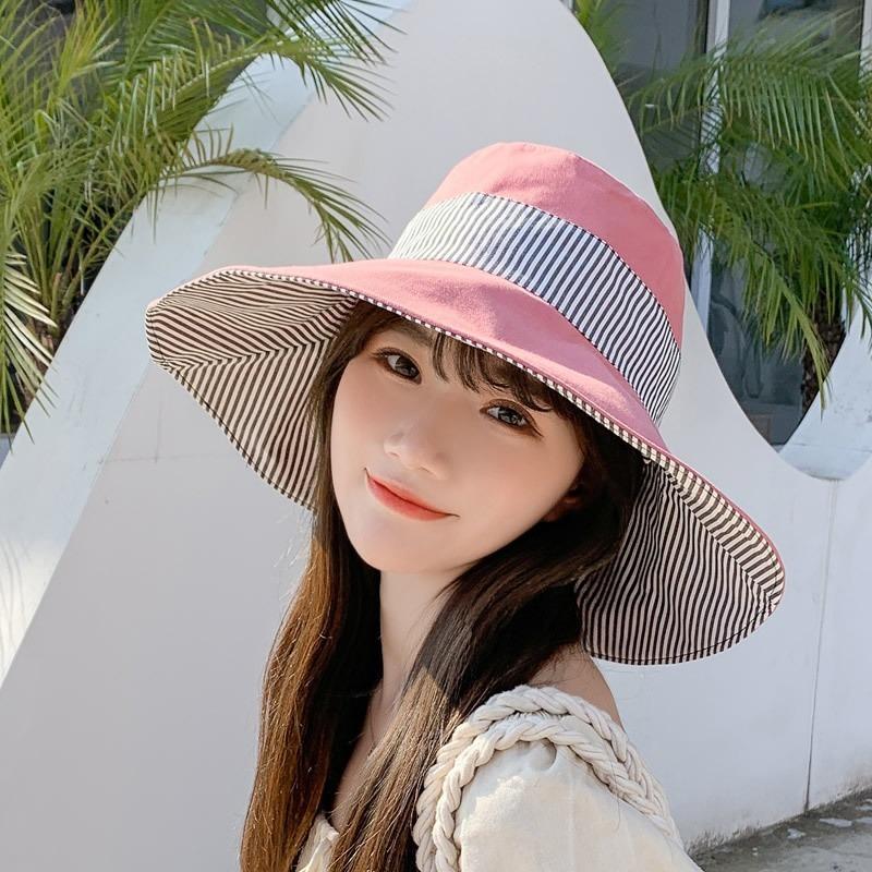 

Модная шляпа от солнца для путешествий, солнцезащитная шляпа с большими полями, женская шляпа для рыбалки с большими полями на весну и лето розовый
