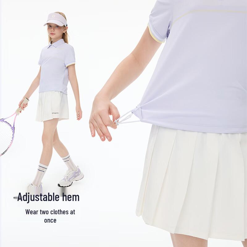 Onmygame Girls  Cool-Feel Quick-Dry Striped Polo T-Shirt 140