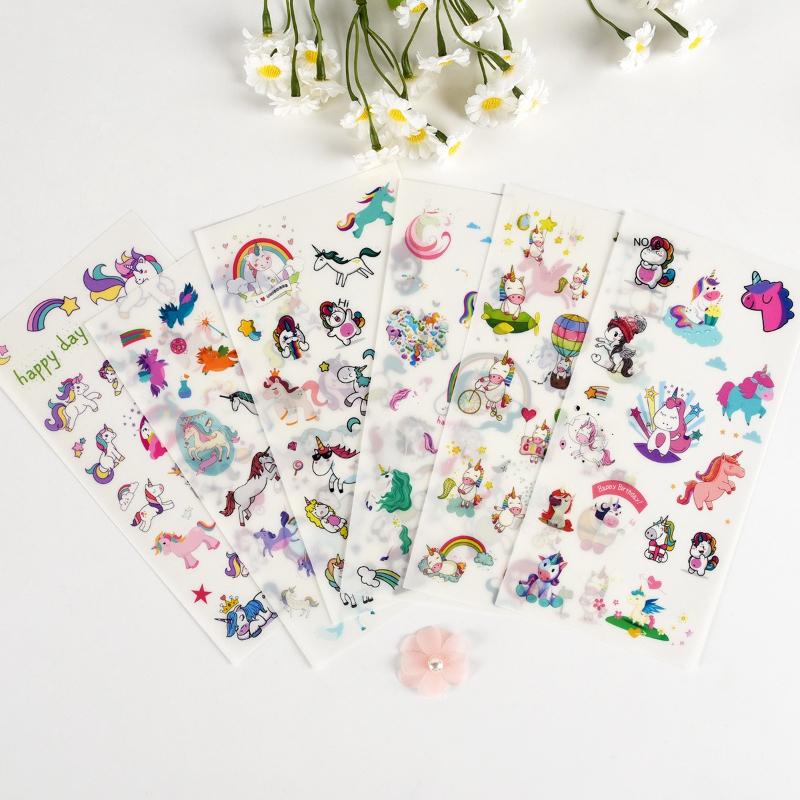 Gift Office School Supplies Cartoon Unicorn PVS Sticker Children and Girls Creative Diary Handmade Decoration Handbook Kawai