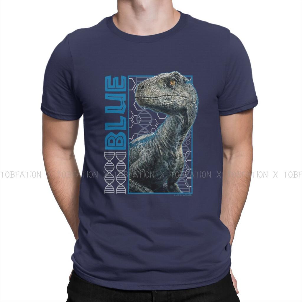 Jurassic Park Dinosaurs Film Pure Cotton TShirt Blue  Elegant T Shirt Leisure Men Clothes Newest Design