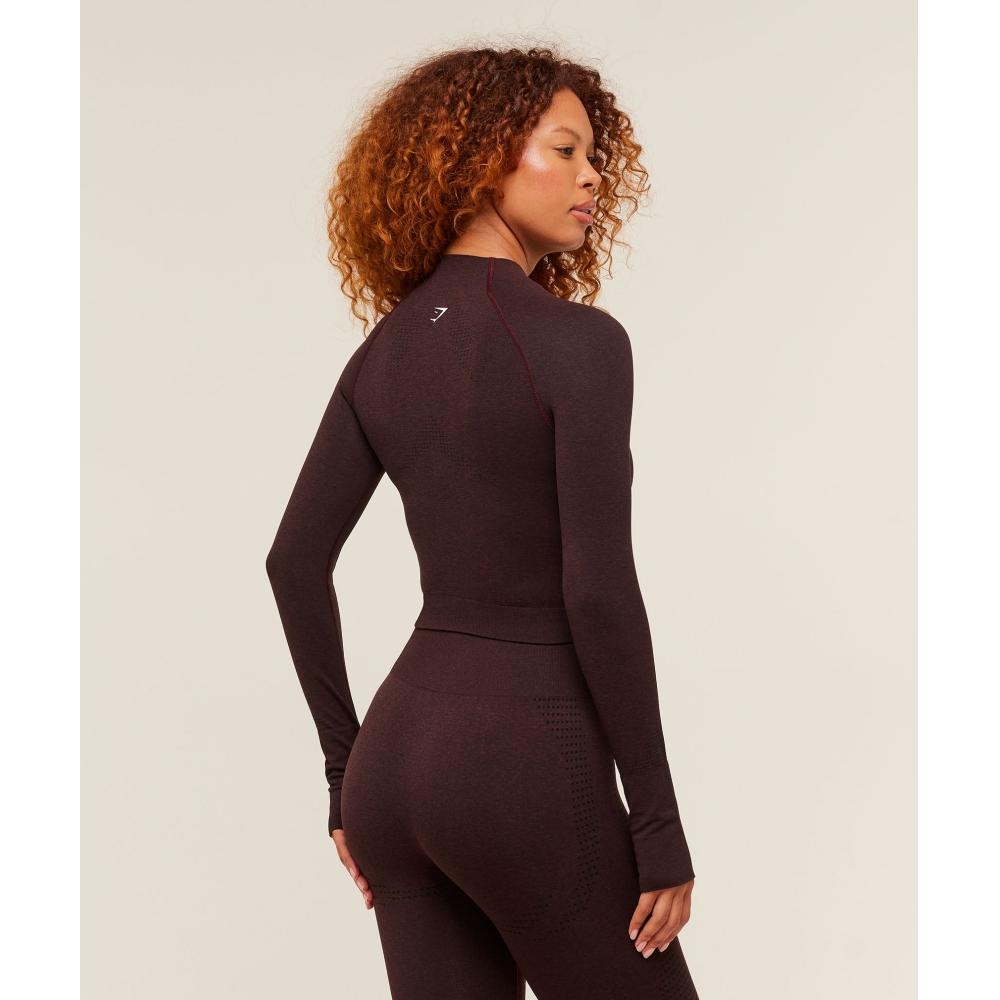 Gymshark Vital Midi Zip Up Jacket Rich Maroon Marl B5a9q Nc65