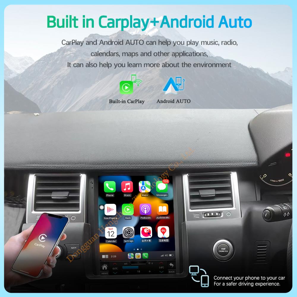 10.4Inch For Land Rover Range Rover Sport L320 2010-2013 Right Rudder GPS Navigation Android12 CarPlay 4G Car Multimedia Player