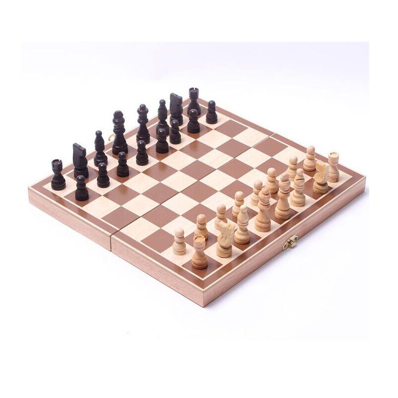 Wooden Inlaid Folding Chess Set (30x30 cm)