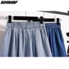DIMANAF Plus Size 2025 Women Pants Summer Short Jeans Denim Fashion Oversize Elastic Waist Loose Pants Basic