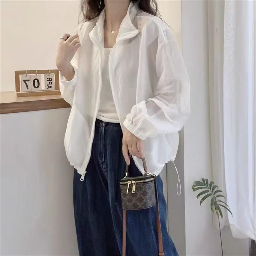 WURHUDC Sheer Lightweight UV Rash Sun Long Everyday Commuting Light Hoodie, Outerwear, Protection, See-Through Jacket, Thin, Spring, Summer, Autumn,