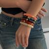Fashion Light Luxury Style Beaded Bamboo Bracelet Set, Design Sense Metal Smooth Pipe Elbow Bracelet