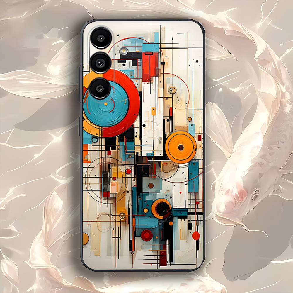 Abstract Piet Mondrian Phone Case For Samsung Galaxy A73,31,32,72,41,53,52,71,22,5G,Note,J7,8,9 Soft Black Cover