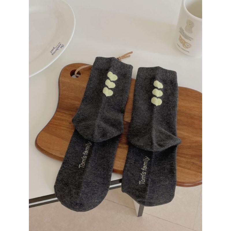 Lady Spring and Autumn Heel Heart To Heart Sweet Wind Show Thin Tube Stack Socks