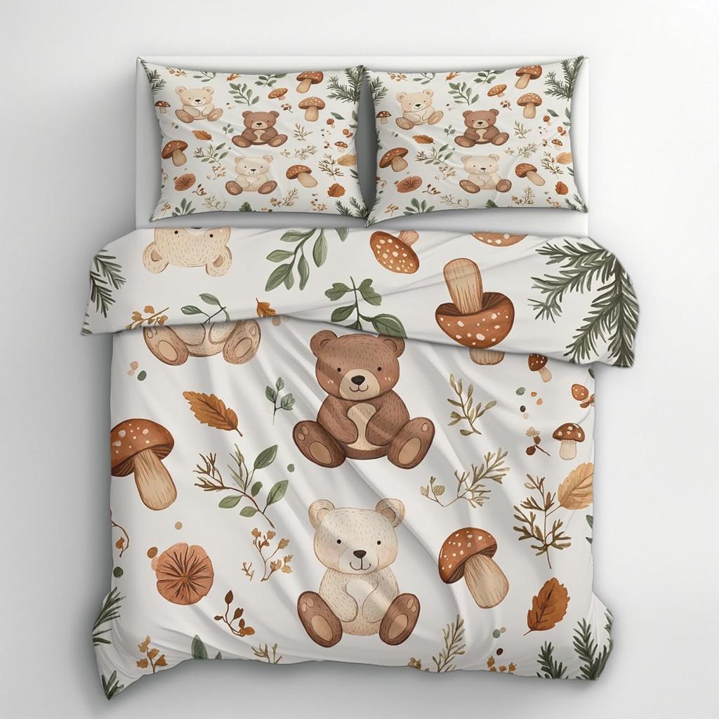 Cartoon Animal Bedding Set, Cute Teddy Bear Duvet Cover for Childrens Adults, Colorful Comfortable Full Size Duvet Cover Set