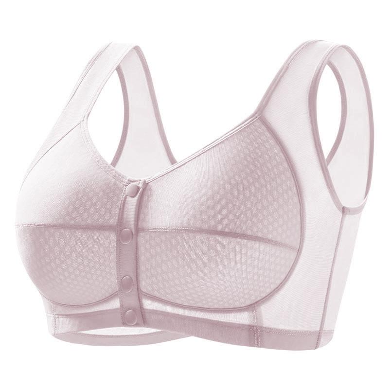 

Ice Silk Mesh Breathable Front Closure Bra, Wireless Tank Top Style Thin Summer Underwear for Middle Aged Elderly Women 110 фіолетовий
