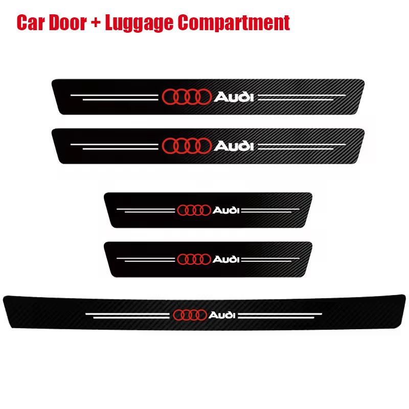 2026 Car S1 Logo Decals Carbon Fiber Door Sill Protector Stickers For S1 S-Line A3 A4 A6 Q3 Q5 A5 Q7 A1 A8 Q2 Q8 Q4 A4L A6L Q3L Q 2x
