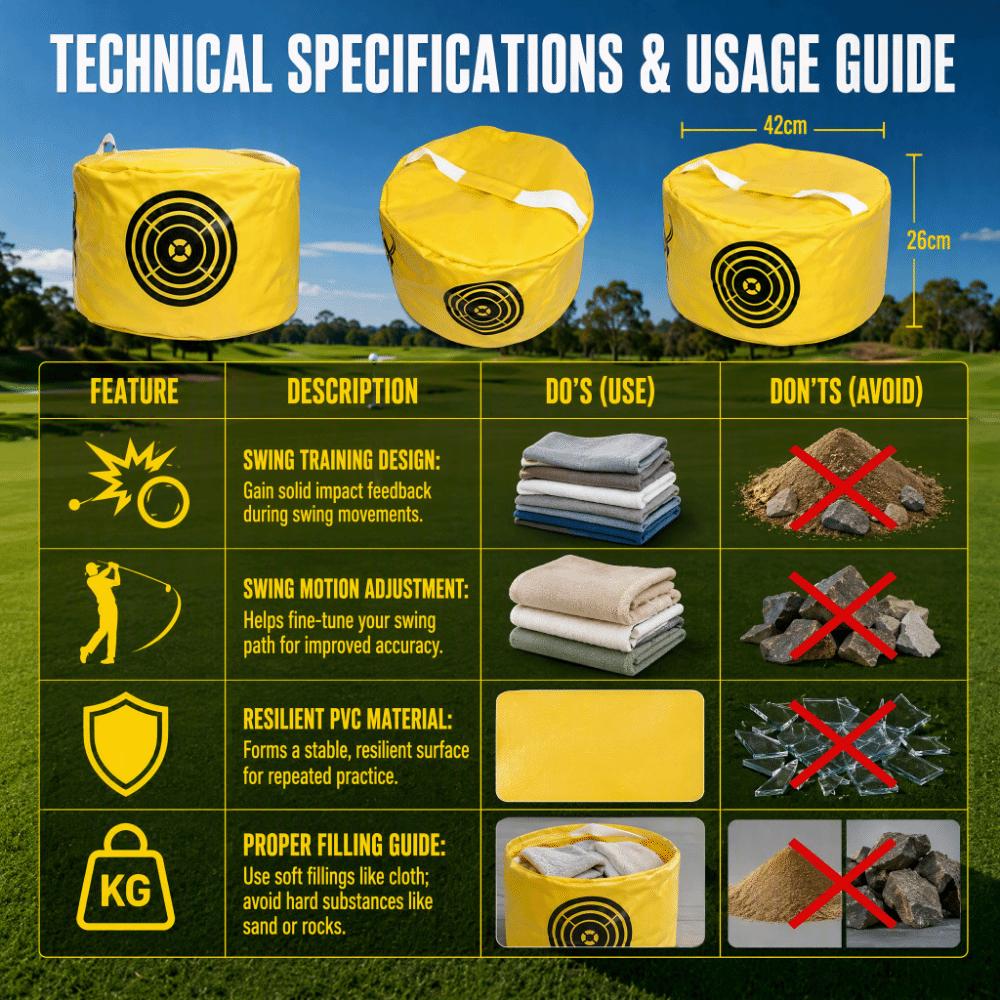 PVC-Material Golf-Aufprall-Schlagbeutel Gelbe Farbe Golf-Aufprall-Trainingsbeutel Anfänger Golf-Übung