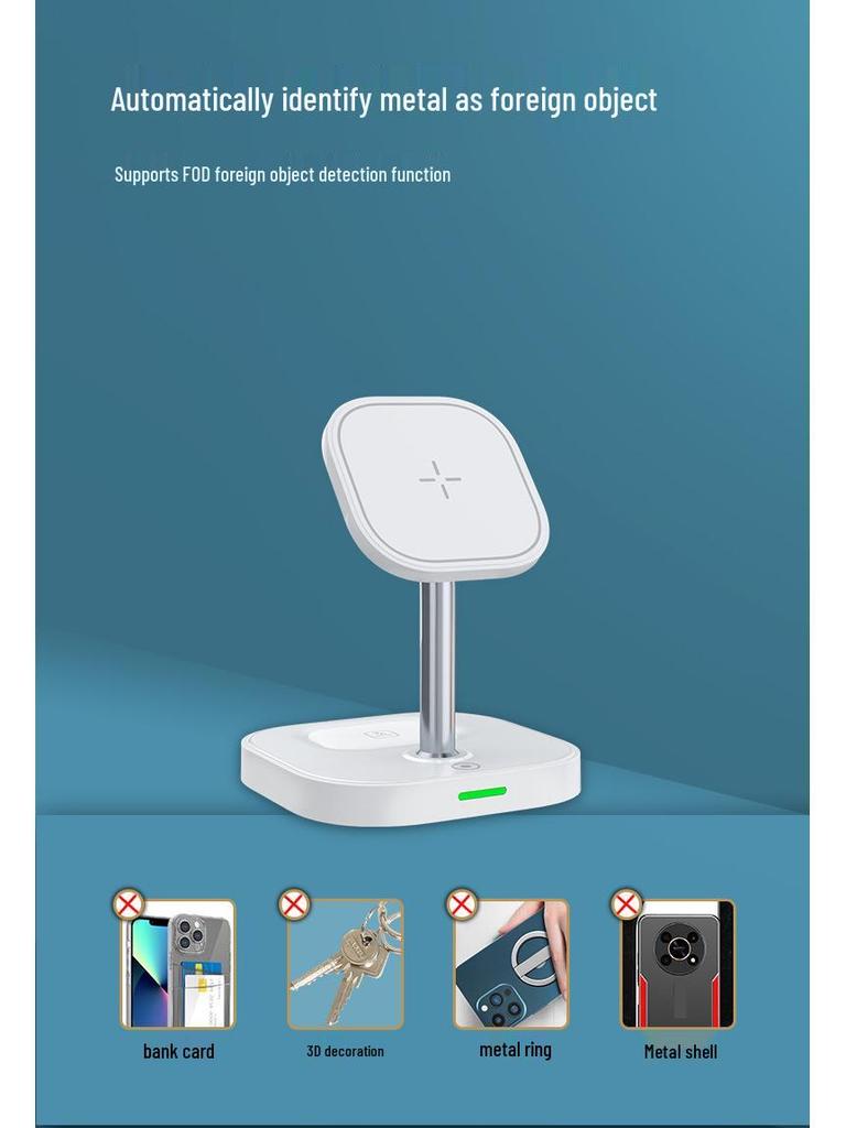 Magnetic Wireless Charging Phone Holder: Multifunctional 2-in-1 15W Fast Charger for Apple 14