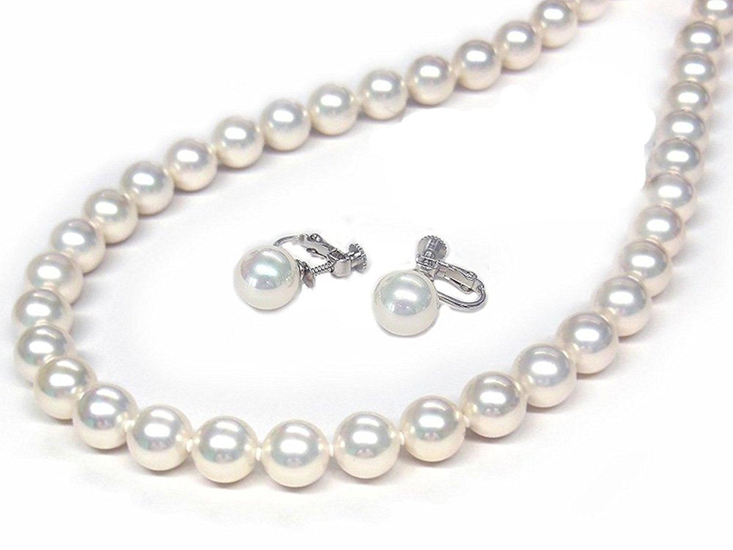 

and My Jewelry Hanadama pearl necklace and earrings set 45cm wrapping in wrapping [Your Box] 8.0mm [Gift included] Made Japan [Gift included]