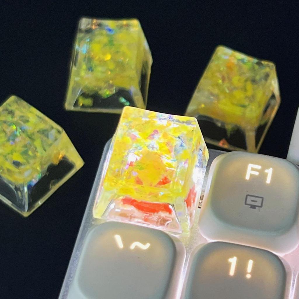 Translucent Resin Shell Paper Keycaps for Mechanical Keyboards