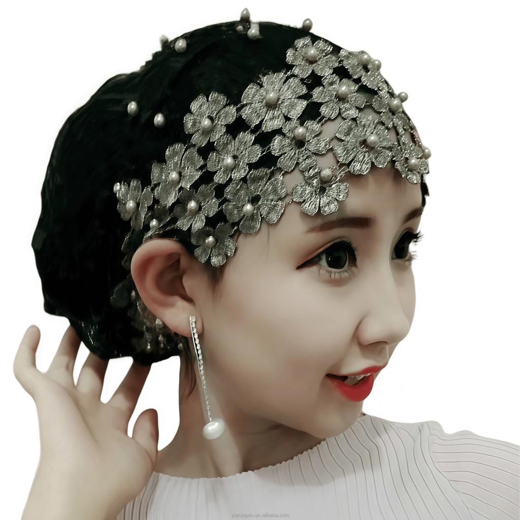 4 Colors Ethnic Women Muslim Solid Color Simple Pullover Lace Breathable Eco-Friendly Headscarf Hat Turban Headwrap Headwear