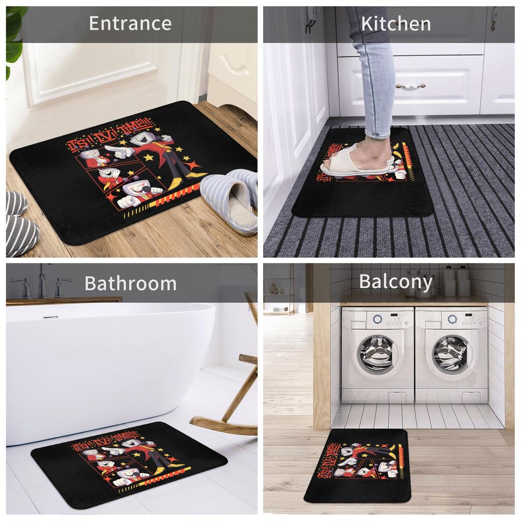 Tenna Deltarune Game Door Floor Bathroom Mats Anti-Slip Outdoor It's TV Time Meme Doormat Bedroom Balcony Entrance Carpet Rug