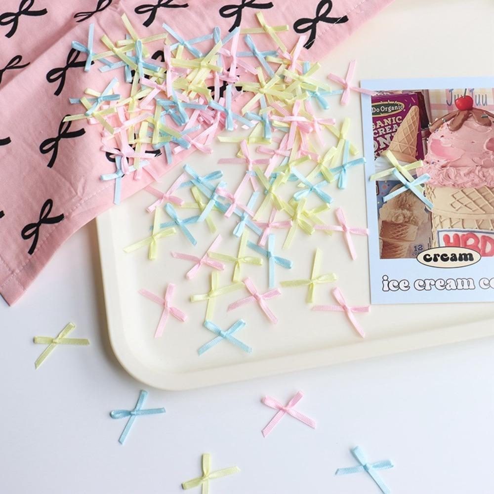 100pcs Mini Ribbon Bows Solid Color Gift Wrapping Bowknot Flowers Bows Ties  DIY Craft Scrapbooking