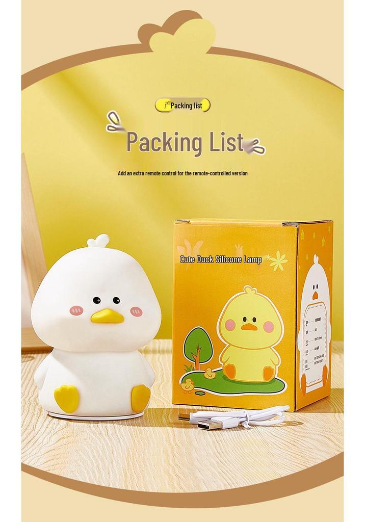Cute Duck USB Rechargeable Silicone Night Light - Seven-Color Tap Light
