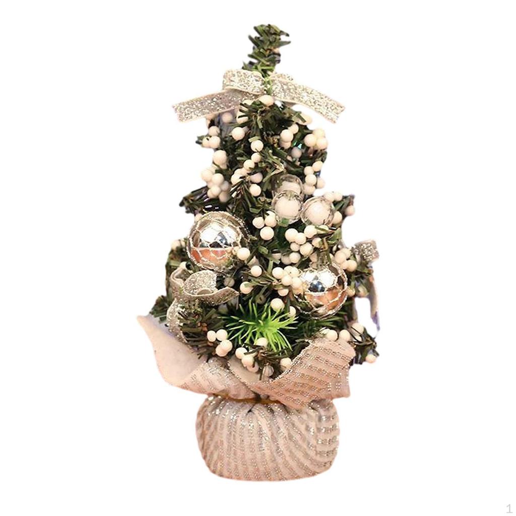 Desktop Christmas Tree with Base, Mini Artificial Decoration, Craft Miniature