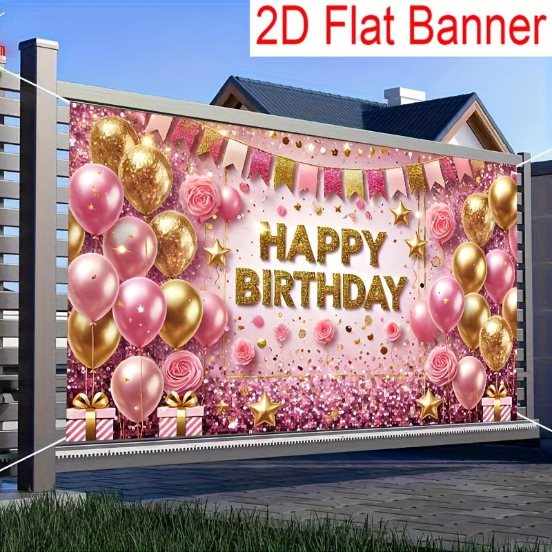 1Pcs Pink Golden Birthday Glitter Letters Balloons Decoration Background Birthday Backdrop Decorations For Photo Studio Booth Party