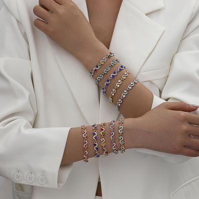 Bracelet pour femme coloré en zircon multicouleur, polyvalent pour l'été, haut de gamme