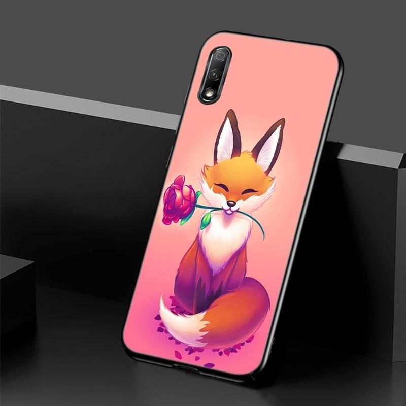 Cute Animal Fox Case For Huawei Honor 10X Lite 7A 8A 9X 20 Pro 7S 8C 8S 8X 9A 9C 10i 20i 30i 20E 20S 8 10 Lite Black Cover