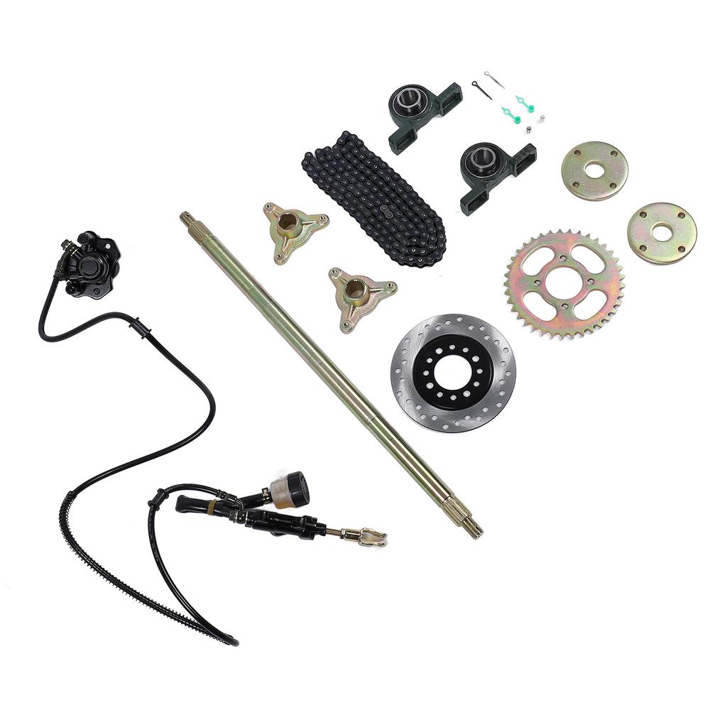 600mm Go Kart Rear Live Axle Kit with Brake Assembly Chain for 50cc 70cc 90cc ATV Quad Bike Drift Trike