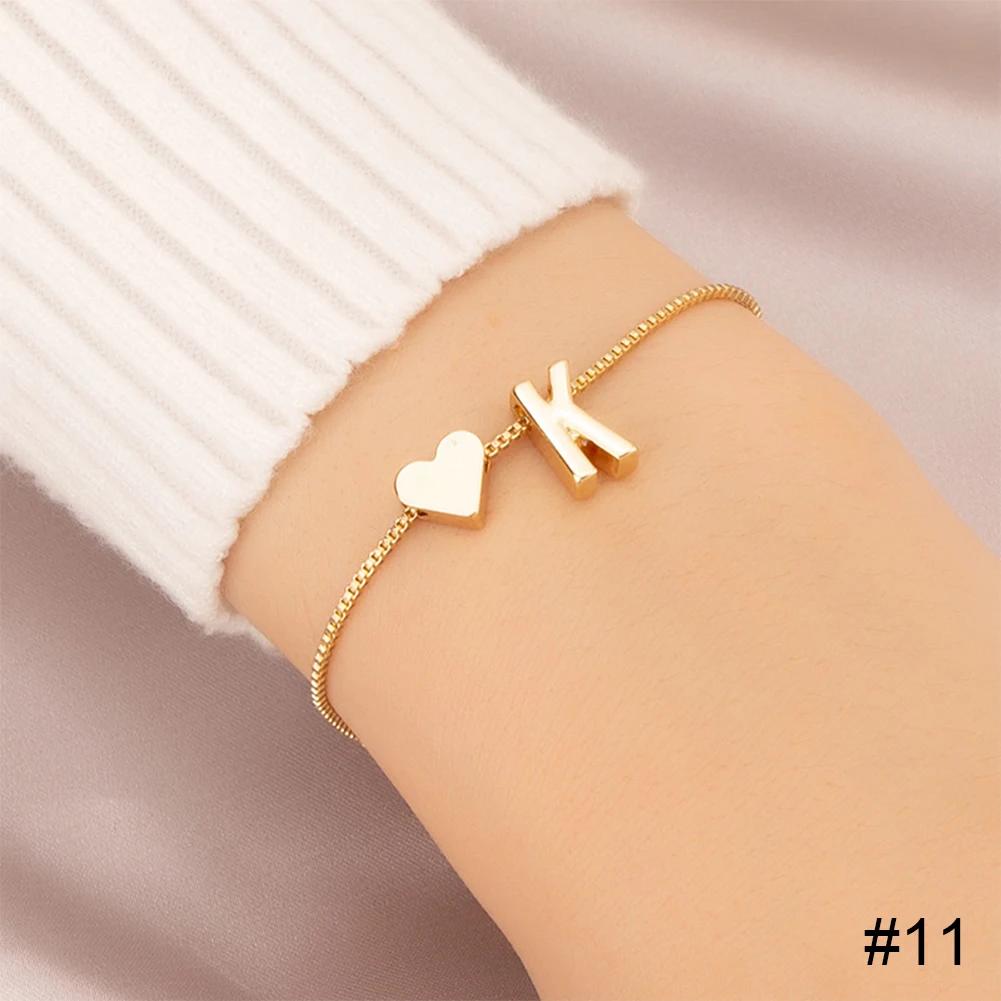 Simple Fashion Love Letter Bracelet Retro Adjustable Alloy Letter Bracelet Women Hand Jewelry Accessory