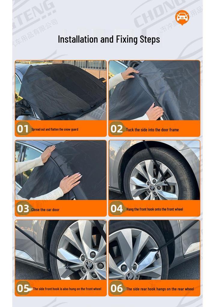 Large Three-Window Car Snow Cover - Anti-Freeze Windshield Frost Protection for Winter