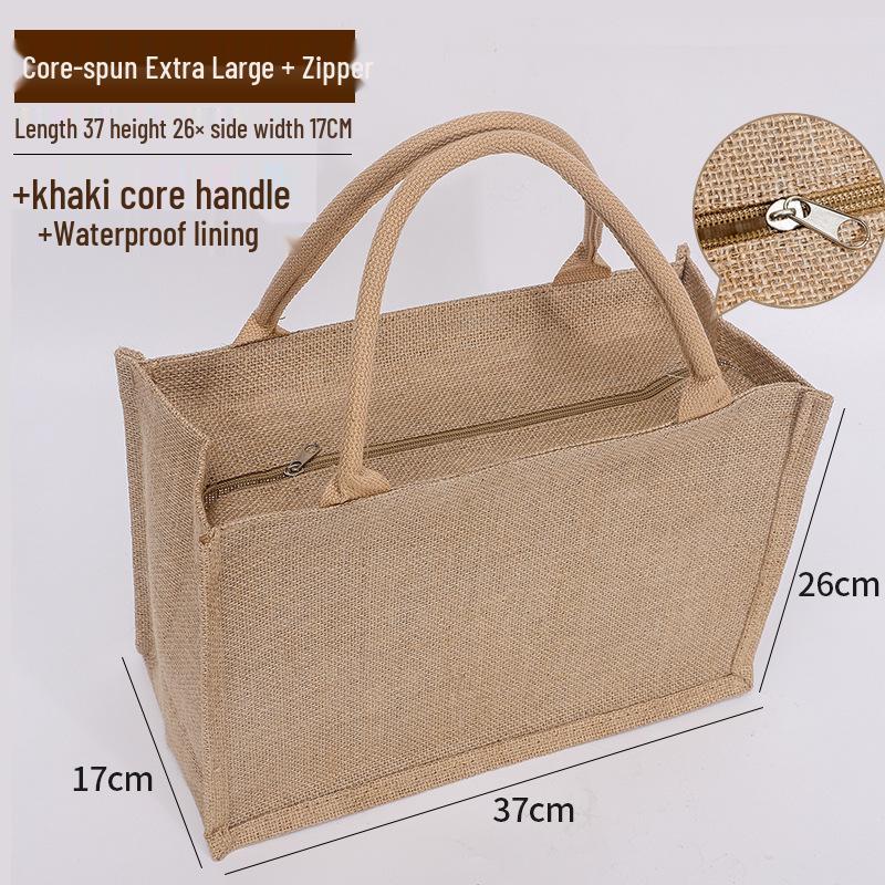 

Холщовая сумка-тоут с принтом логотипа - Дизайн на молнии из мешковины для книг и покупок