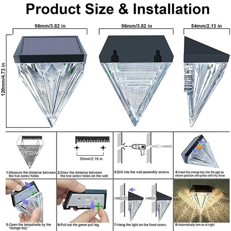 Solar Wall Lamp with Smart Light Control, LED Landscape Lighting for Garden, European Courtyard, Fence  Waterproof Wall Washing Lamp Night Light