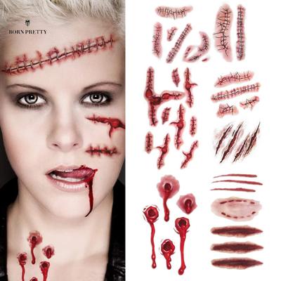 Simulated Tattoo Stickers, a Must-have for Halloween Parties, Scary. Child-safe Zombie Makeup Tattoos Are Made from Healthy and Environmentally
